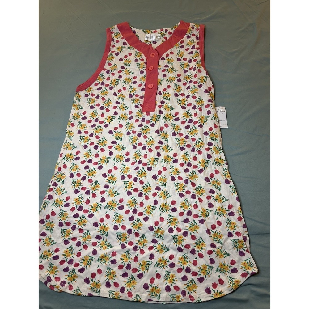 retro sleeveless playful print of yellow, magenta, purple flowers dress size M
